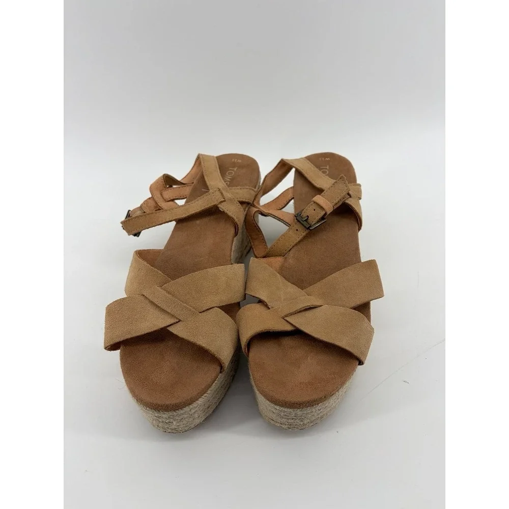 Toms Tan Espadrilles with Crisscross Straps, Women's Size 11
